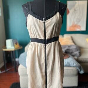 Vintage Forever 21 Cream & Black Zip-Front Mini Dress (Medium)
